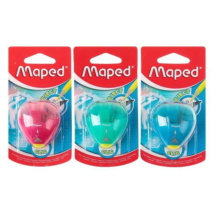 

Точилка Maped Clic 1 отверстие с контейнером, с защитой от сломанного грифеля, микс, Разноцветный