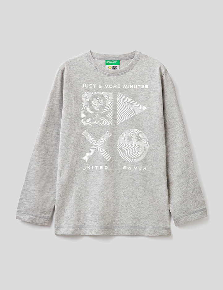 

Лонгслив детский United Colors of Benetton 21A_3096C15E2_501 серый р.S, 21A_3096C15E2_501