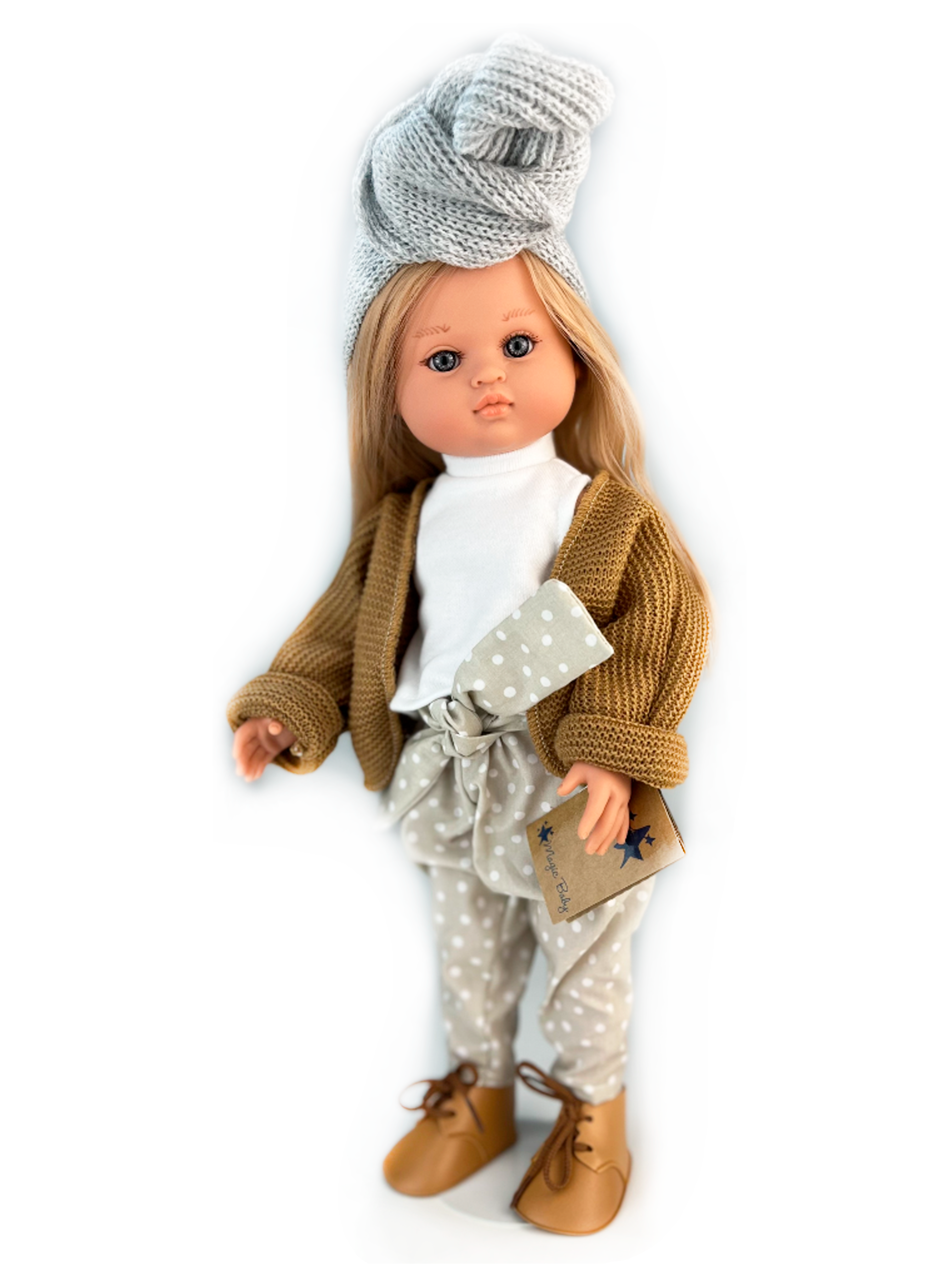 Кукла Lamagik Нэни, блондинка, в вязаной кофте и повязке тюрбан, 42 см, 42023