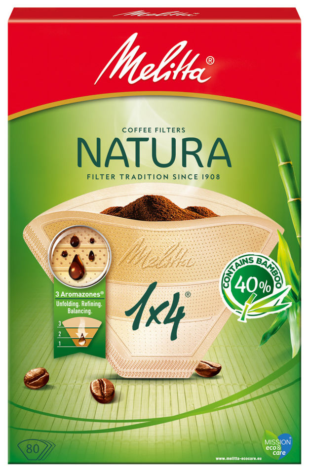 фото Фильтр-пакеты melitta natura для заваривания кофе 1*4 80шт