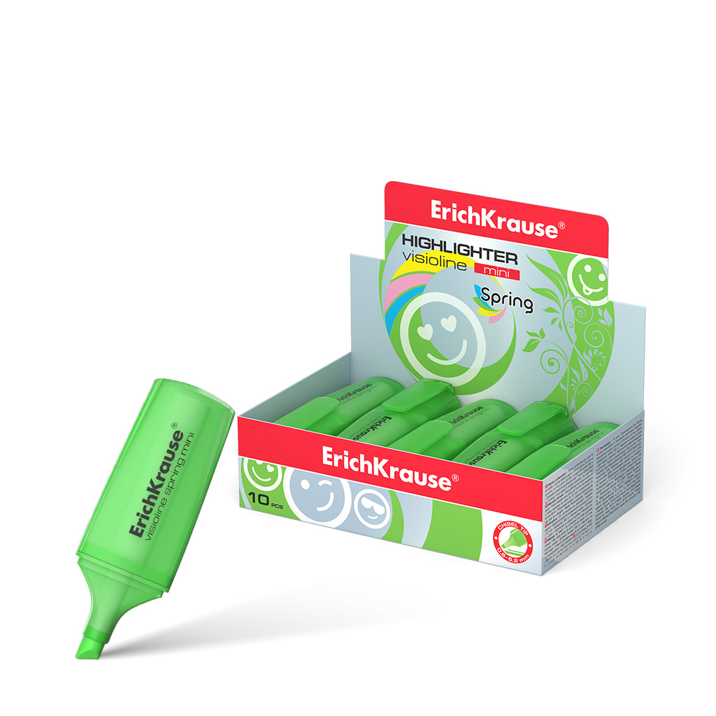 

Текстмаркер ErichKrause® Visioline Mini Spring, цвет зеленый в коробке-дисплее 10 шт, Visioline Mini