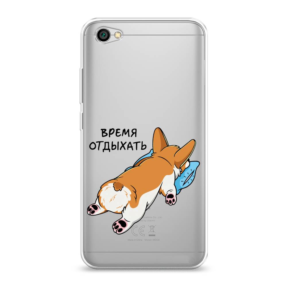 

Чехол на Xiaomi Redmi Note 5A "Корги отдыхает", Черный;коричневый;голубой, 32250-1