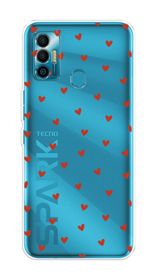

Чехол на Tecno Spark 7 "Red hearts", Красный;прозрачный, 301050-1