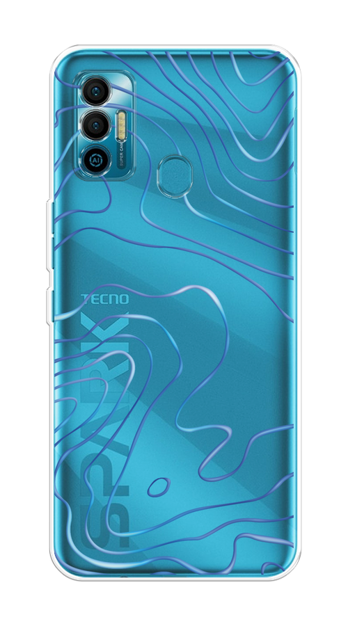 

Чехол на Tecno Spark 7 "Blue lines", Прозрачный;синий, 301050-1