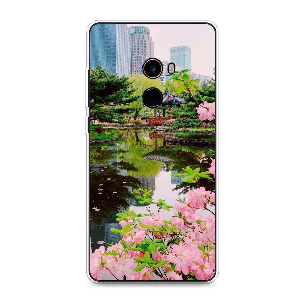 

Чехол на Xiaomi Mi Mix 2 "Сакура возле озера", Зеленый;розовый;голубой, 32550-2