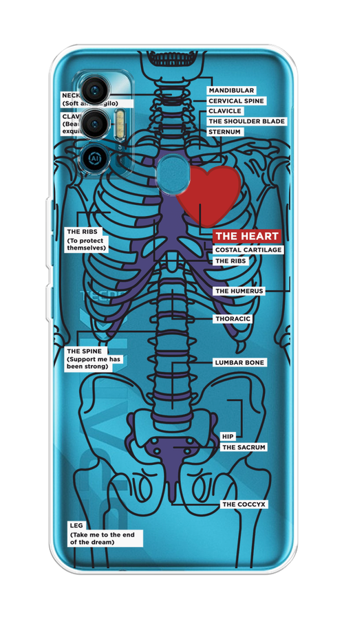 

Чехол на Tecno Spark 7 "Скелет человека", Прозрачный;синий;красный, 301050-1