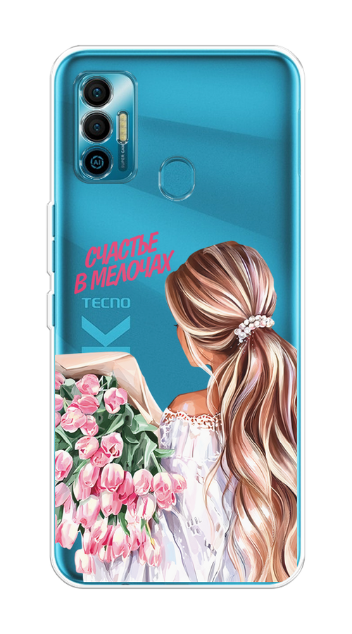 

Чехол на Tecno Spark 7 "Простые радости", Прозрачный;розовый;белый;бежевый, 301050-1