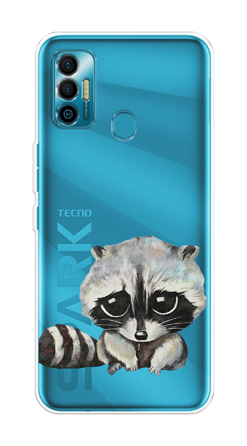 

Чехол на Tecno Spark 7 "Большеглазый енот", Серый;черный;прозрачный, 301050-1