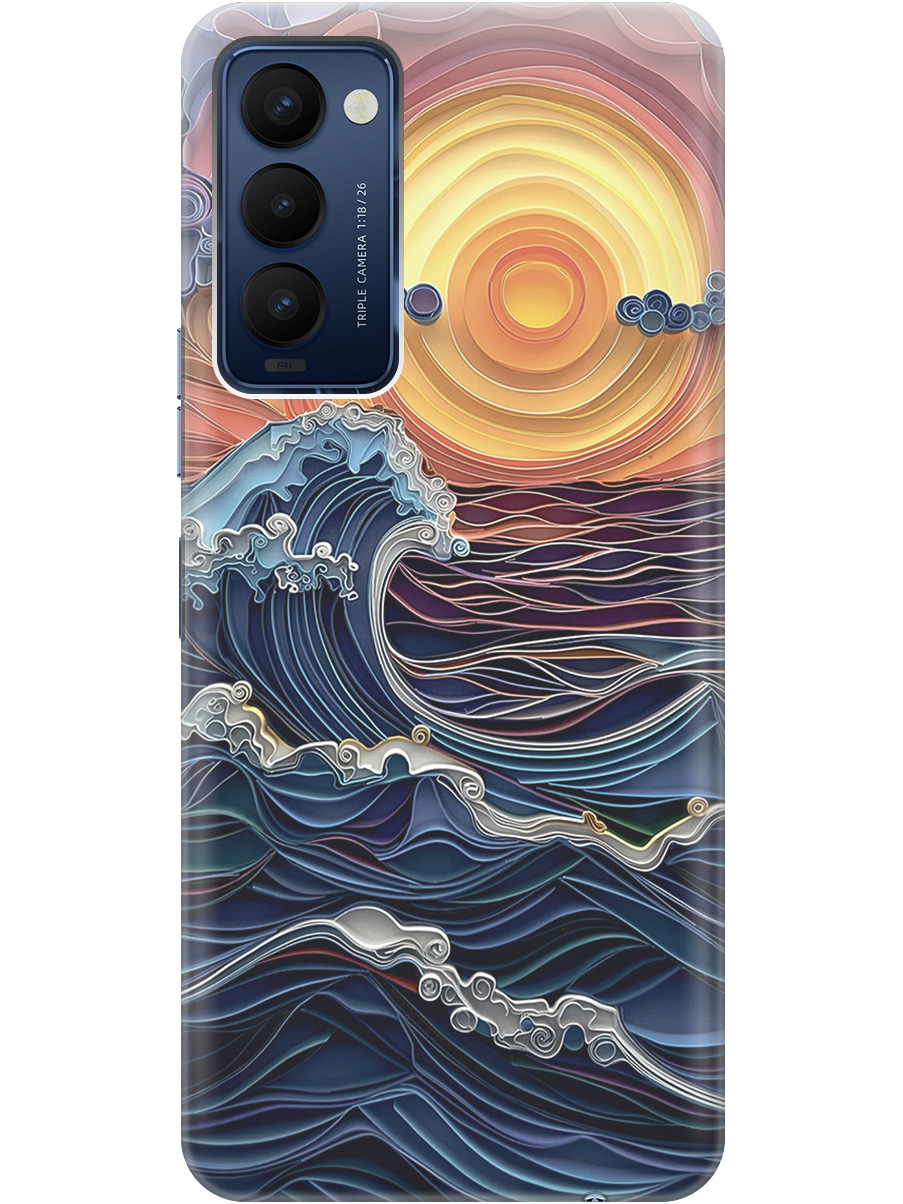 

Силиконовый чехол на Tecno Camon 18/18P с принтом "Волны на закате", Прозрачный;оранжевый;синий, 741735910