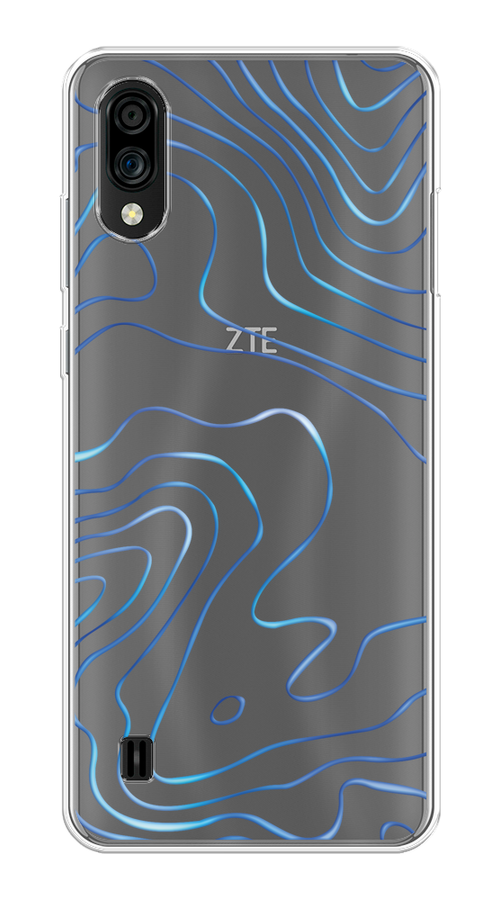 

Чехол на ZTE Blade A51 lite/Blade A5 (2020) "Blue lines", Прозрачный;синий, 134950-1