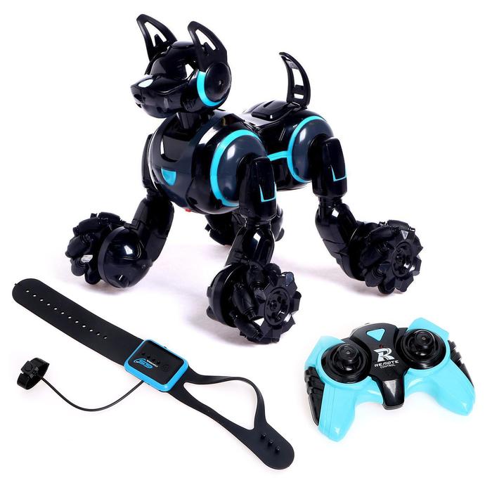 Робот-собака «Кибер пёс», световые и звуковые эффекты, работает от аккумулятора, чёрный робот собака дружок лакки световые и звуковые эффекты