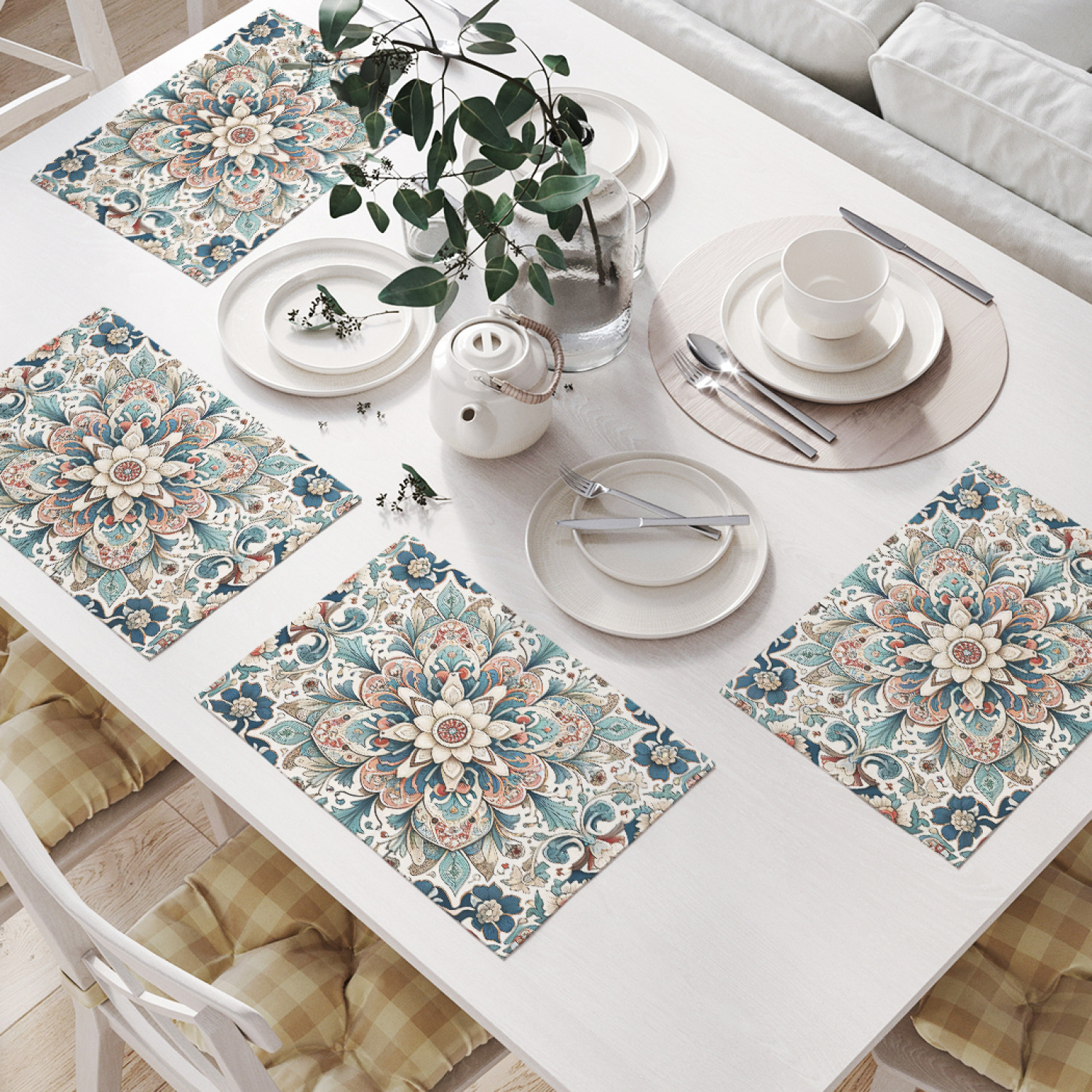 

Салфетки на стол сервировочные JoyArty Цветочный ковер 32x46 см, np_sd1150, Голубой, Цветочный ковер