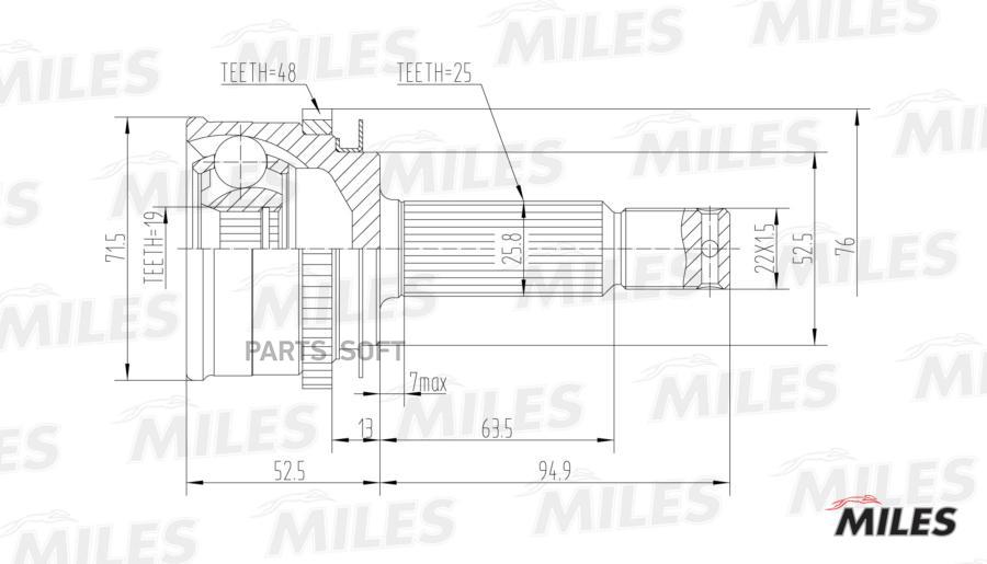 

ШРУС наружный HYUNDAI GETZ 1.3/1.6 02- (GKN 304695) GA20164