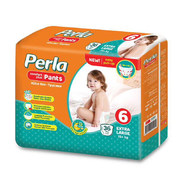 Детские подгузники-трусики Perla Pants Extra Large 15+ кг. 6 размер 36 шт. 96000744