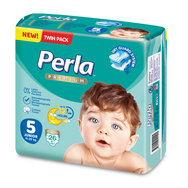 Подгузники Perla Twin Junior для малышей 11-25 кг. 5 размер 26 шт. 96000755
