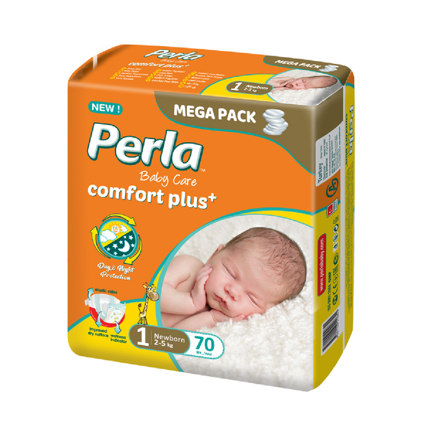 фото Подгузники детские perla mega newborn 2-5 кг. 1 размер 70 шт. 96000763 perla baby