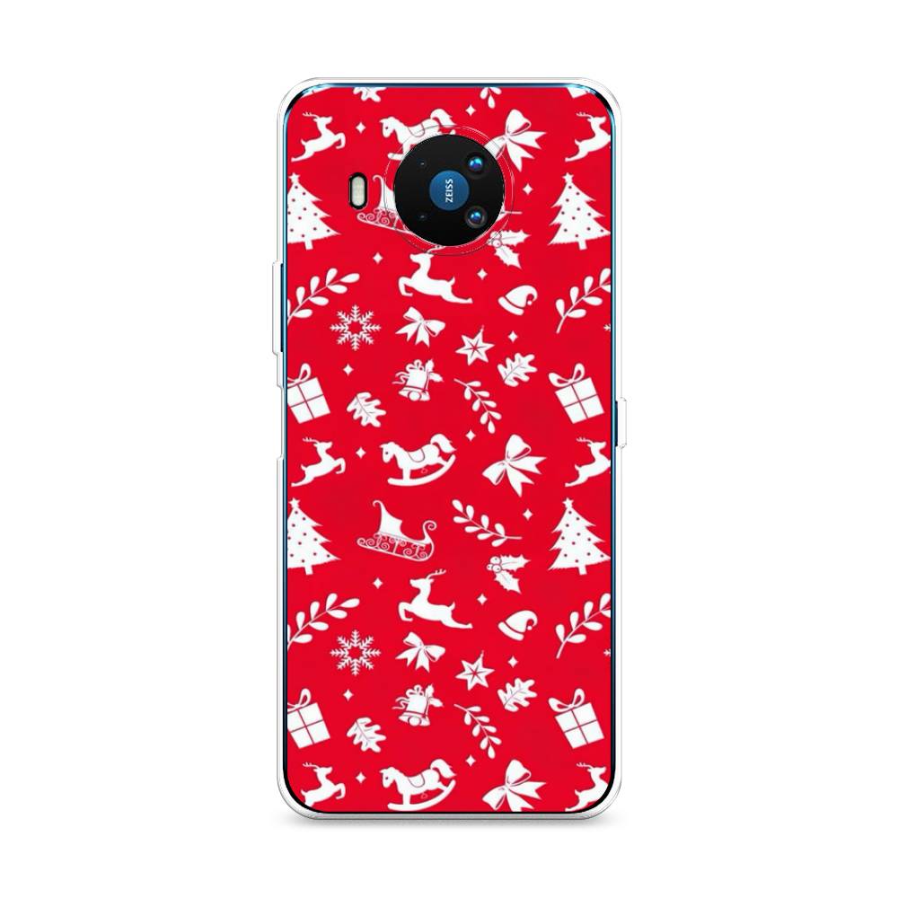 

Чехол на Nokia 8.3 "Красный новогодний фон", Красный;белый, 123550-5