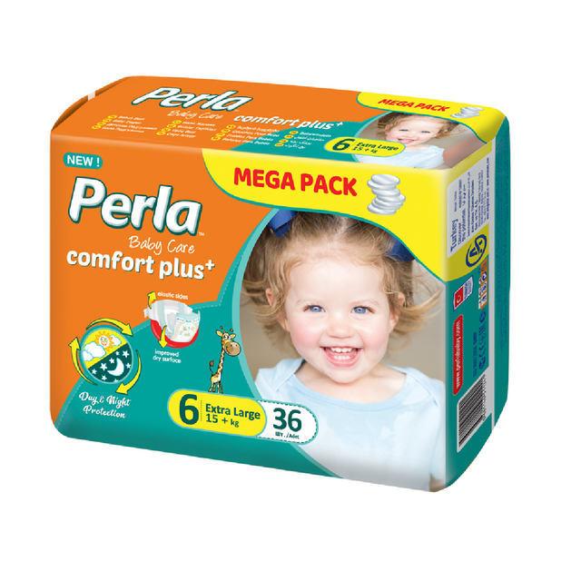 фото Подгузники детские perla mega extra large для малышей 15+ кг. 6 размер 36 шт. 96000767 perla baby