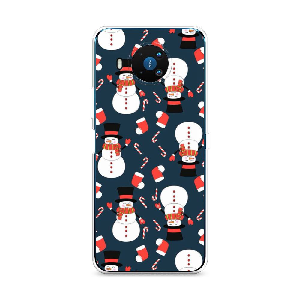 

Чехол на Nokia 8.3 "Синие снеговики", Синий;белый;красный, 123550-5