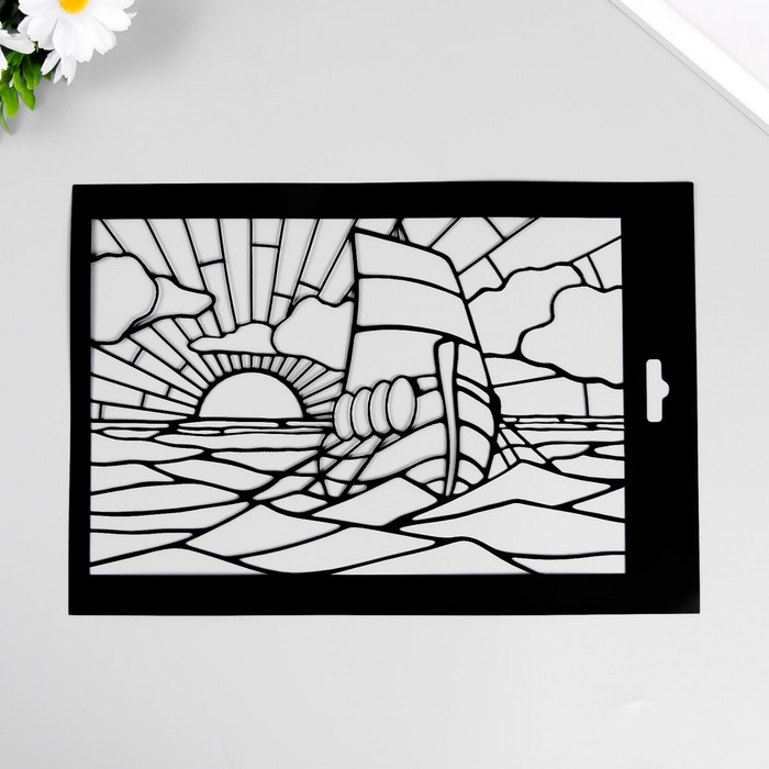 

Трафарет Витраж Корабль1 20х29см, Черный