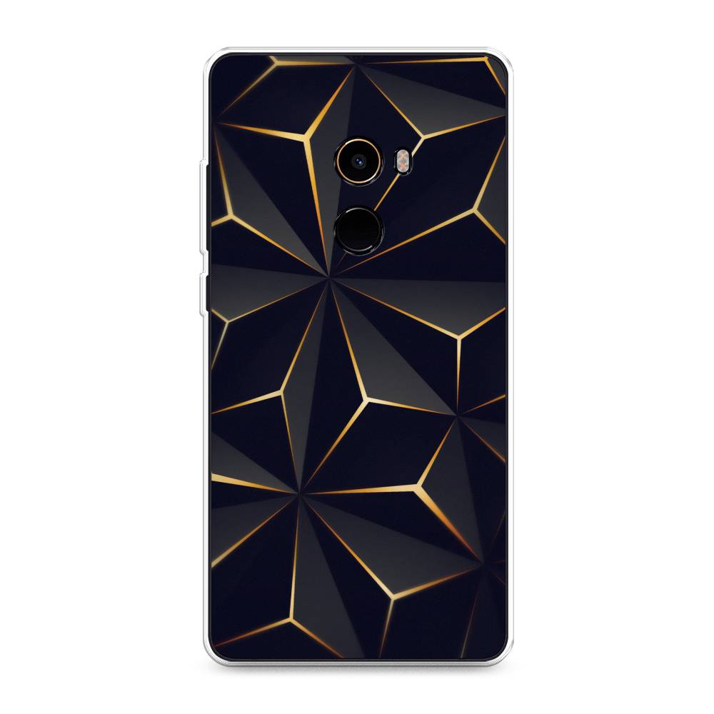 

Чехол на Xiaomi Mi Mix 2 "Черные полигоны", Золотистый;черный, 32550-3