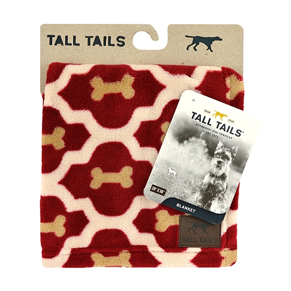 Одеяло для животных флис ROSEWOOD Tall Tails, красно-бежевое с косточками, 76x102см