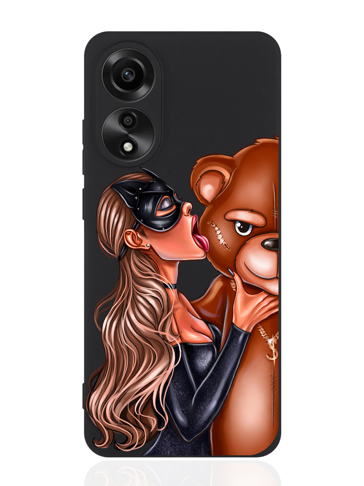 

Чехол для смартфона Oppo A78 4G черный силиконовый Кошечка и мишка, Черный;коричневый, Oppo A78 4G