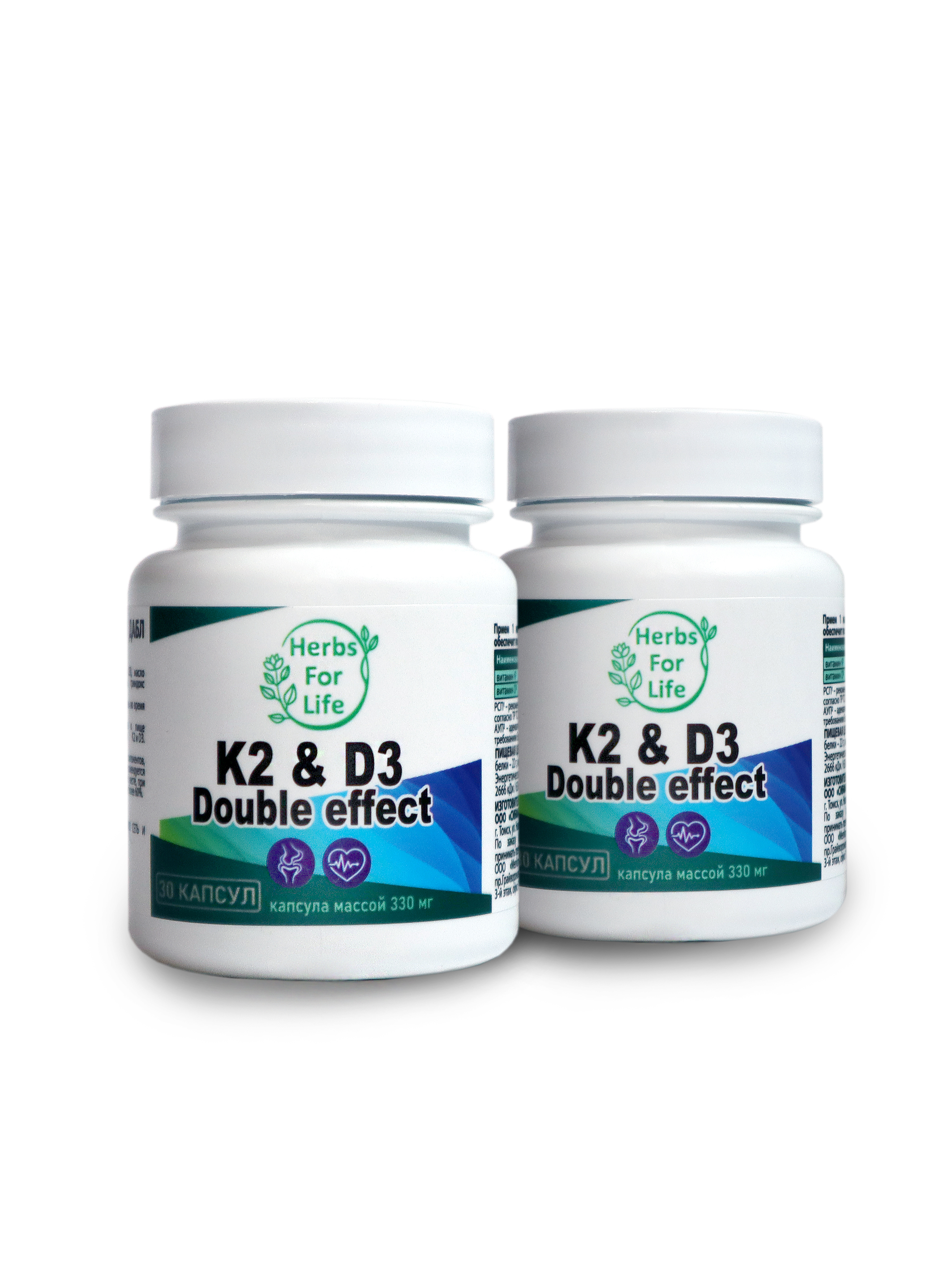

Herbs For Life K2 & D3 Double effect капсулы 330 мг 30 шт.+30 шт.