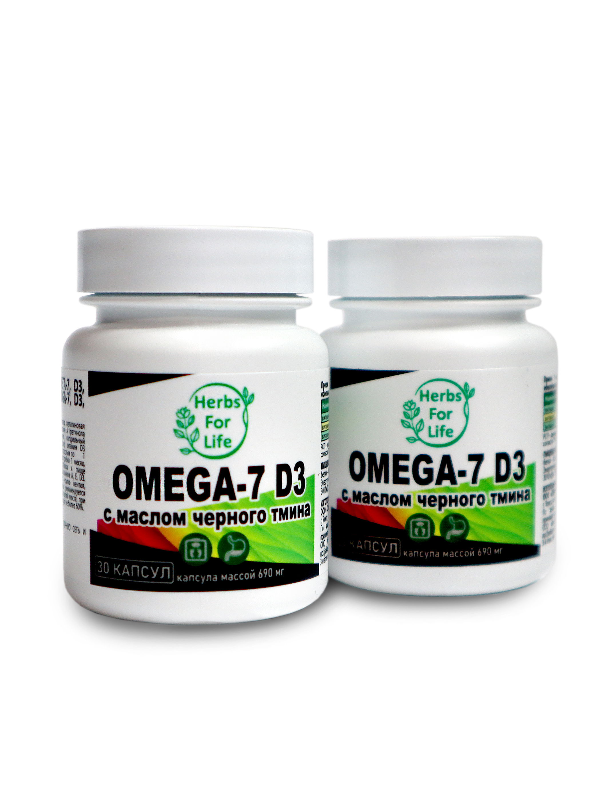 

Herbs For Life Omega-7 D3 Black Cumin seed oil капсулы 690 мг 30 шт.+30 шт., Omega-7 D3 Black Cumin seed oil