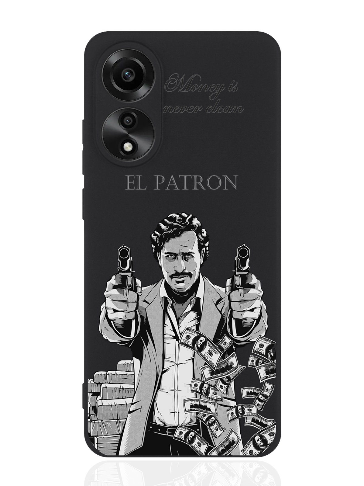

Чехол для смартфона Oppo A78 4G черный силиконовый El Patron Pablo Escobar/ Пабло Эскобар, Серый;черный, Oppo A78 4G