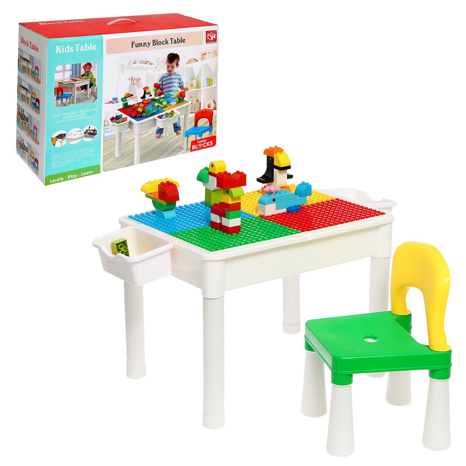 Игровой набор KIDS HOME TOYS Стол со стульчиком конструктор 60 деталей