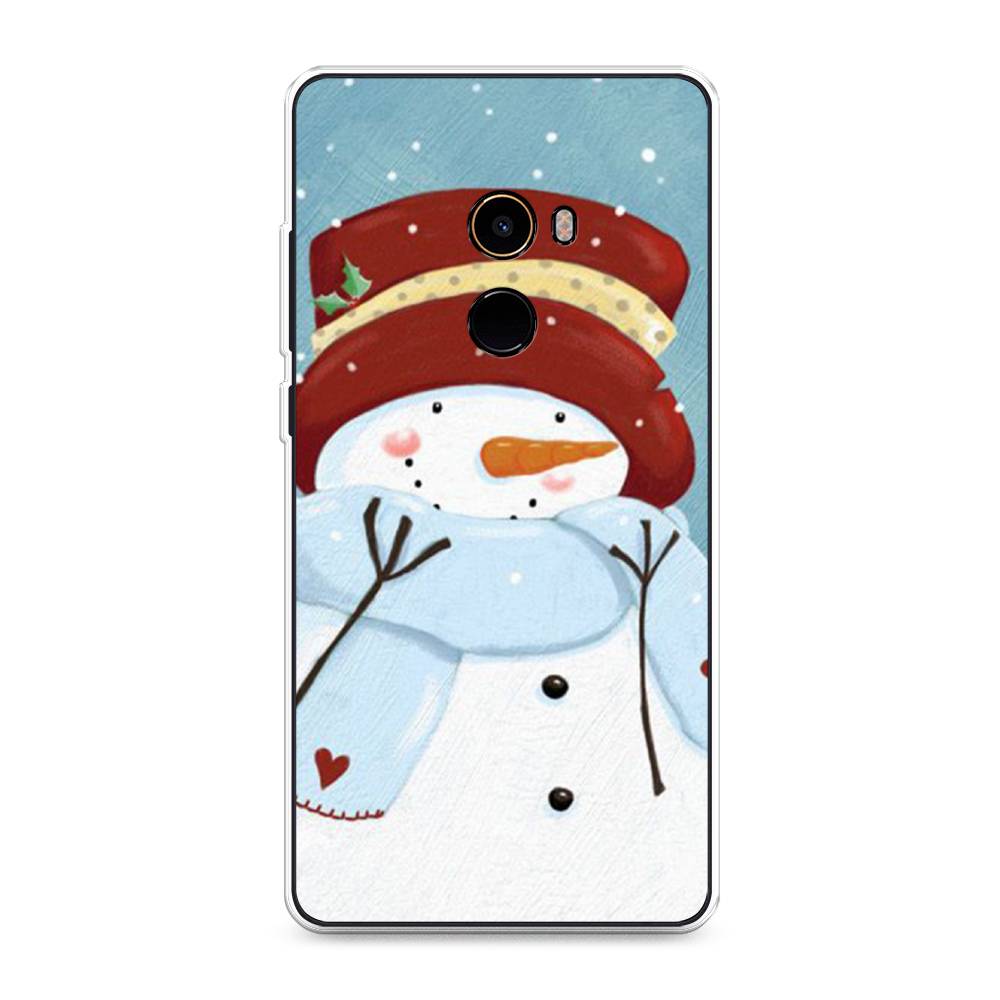 

Чехол на Xiaomi Mi Mix 2 "Застенчивый снеговик", Голубой;белый;красный, 32550-5