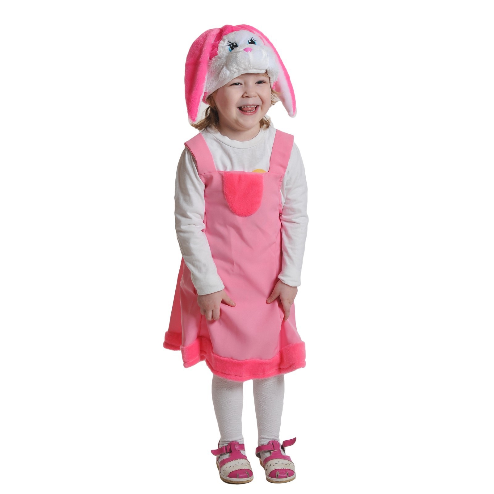 

Карнавальный костюм Зайка розовая, ткань-плюш, 3-6 лет, рост 92-122 см, Розовый
