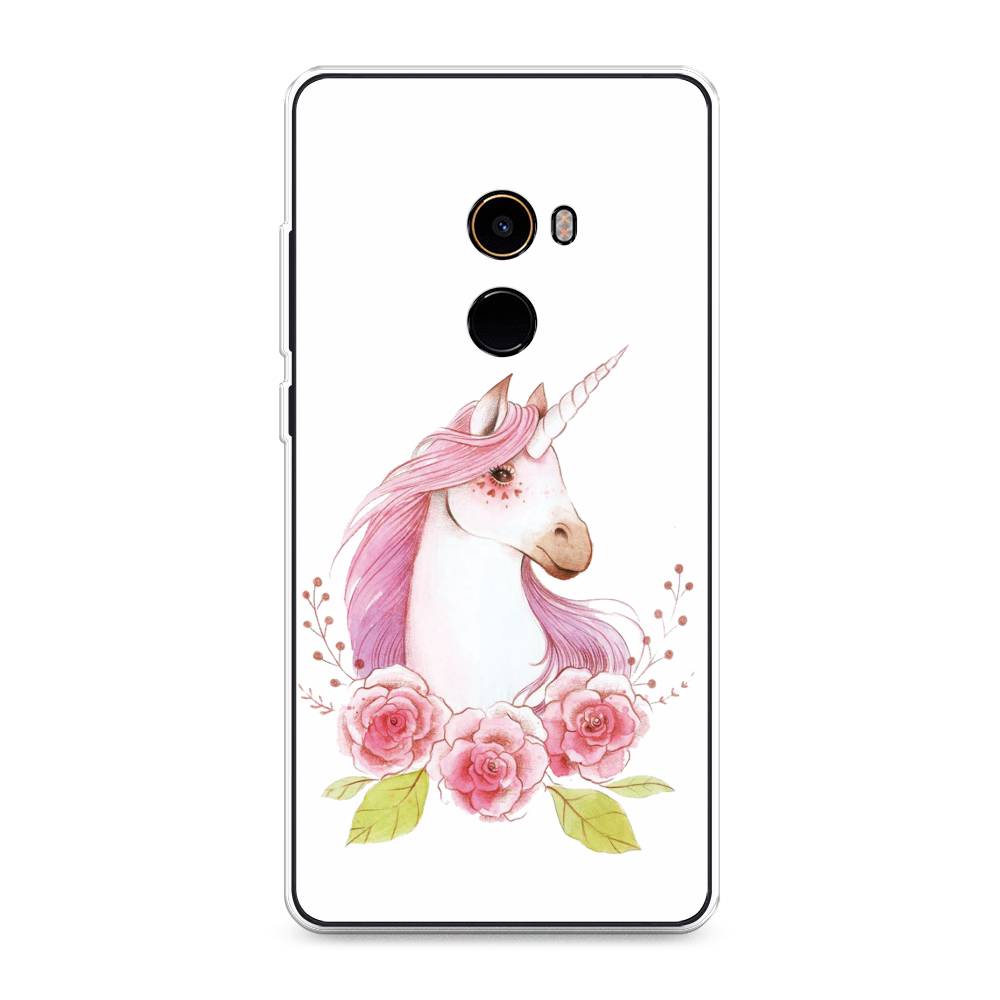 

Чехол на Xiaomi Mi Mix 2 "Единорог цветы", Белый;розовый;серый, 32550-1