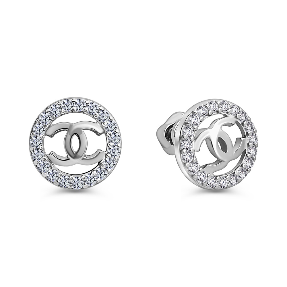 

Серьги пусеты из серебра 585Gold 702012429, фианит, 702012429