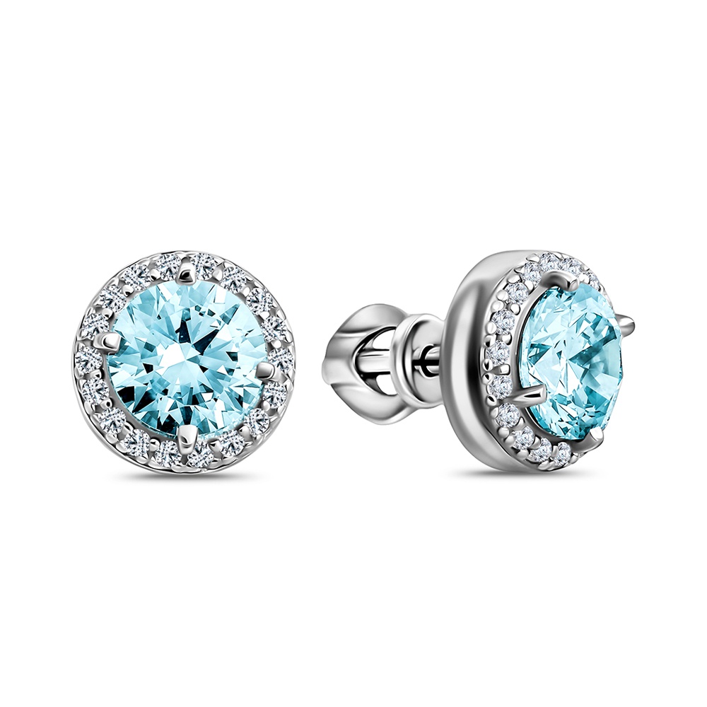 

Серьги пусеты из серебра 585Gold 702012447, фианит, 702012447