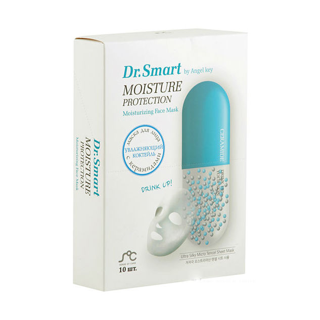 Dr.Smart Moisture Тканевая маска для лица с с керамидам увлажняющая by Angel Key, 10 шт.