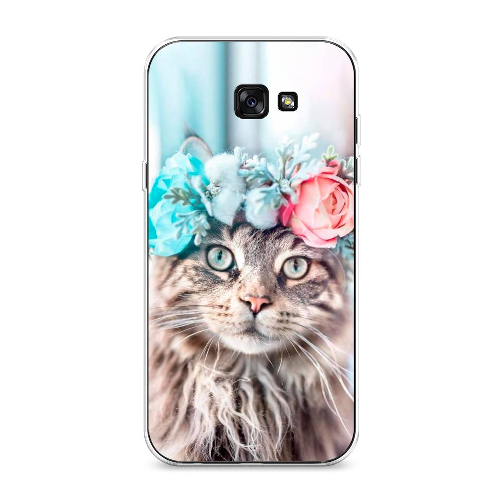 

Чехол Awog на Samsung Galaxy A7 2017 / Самсунг A7 2017 "Кот в венке", Серый;голубой;розовый, 20950-2
