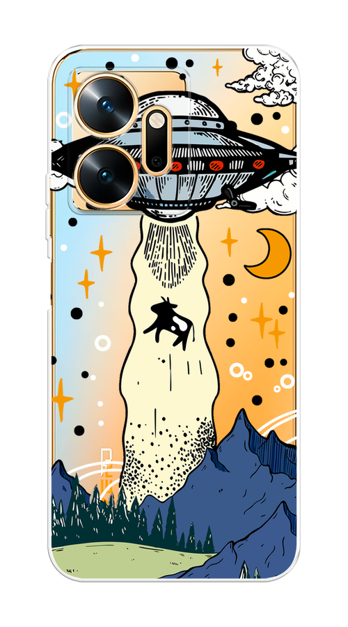 

Чехол на Infinix Zero 20 "НЛО забирает корову", Бежевый;синий;желтый, 3102550-1