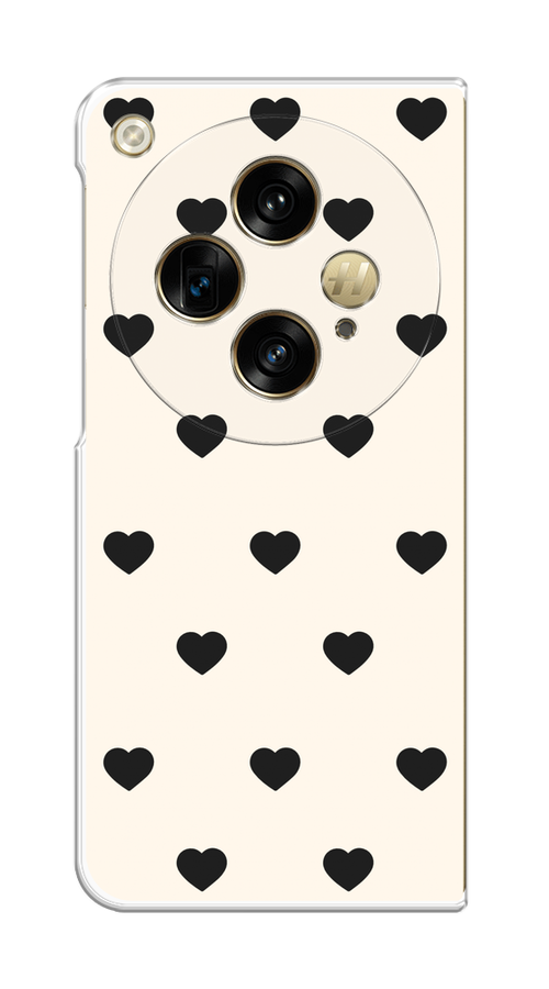 

Чехол на Oppo Find N3/OnePlus Open "Черные сердечки на белом", Черный;белый, 154350-1