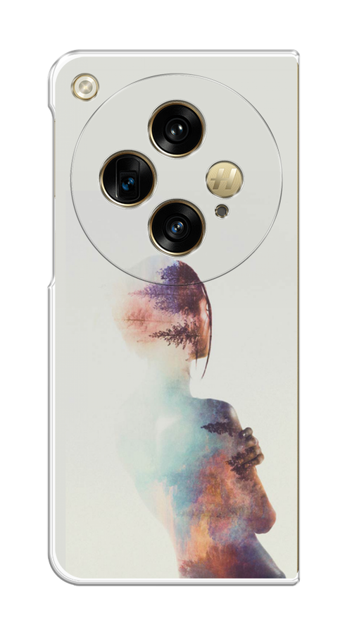 

Чехол на Oppo Find N3/OnePlus Open "Девушка-лес", Розовый;голубой;серый, 154350-1