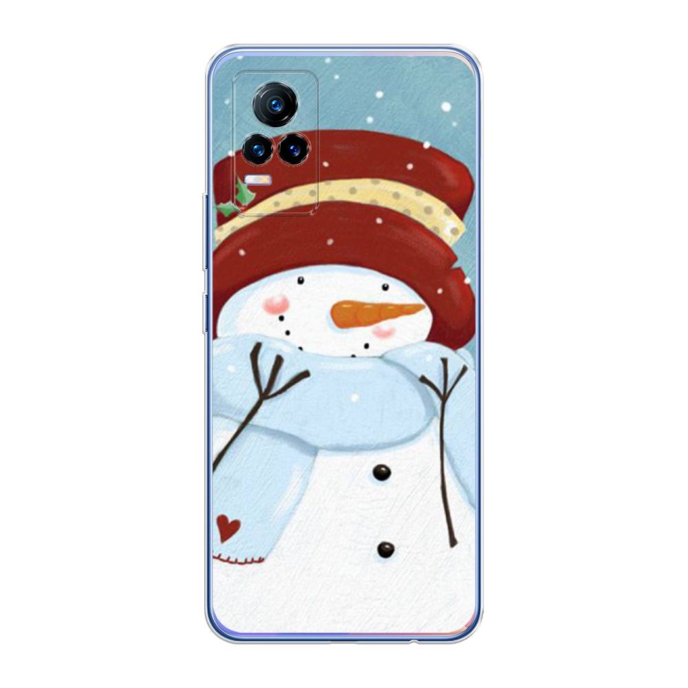 

Чехол для Vivo V21e 4G "Застенчивый снеговик", Голубой;белый;красный, 264550-5