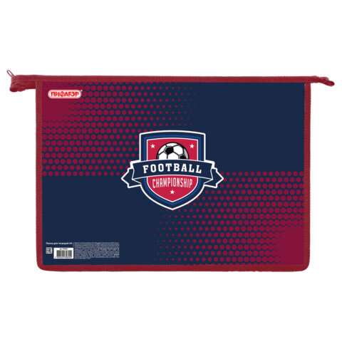 

Папка для тетрадей ПИФАГОР А4 1 отделение картон/пластик на молнии Champion 270856, Синий