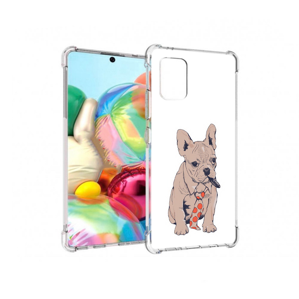 

Чехол MyPads Tocco для Samsung Galaxy A71 бульдог с сигарой (PT226912.529.250), Прозрачный, Tocco
