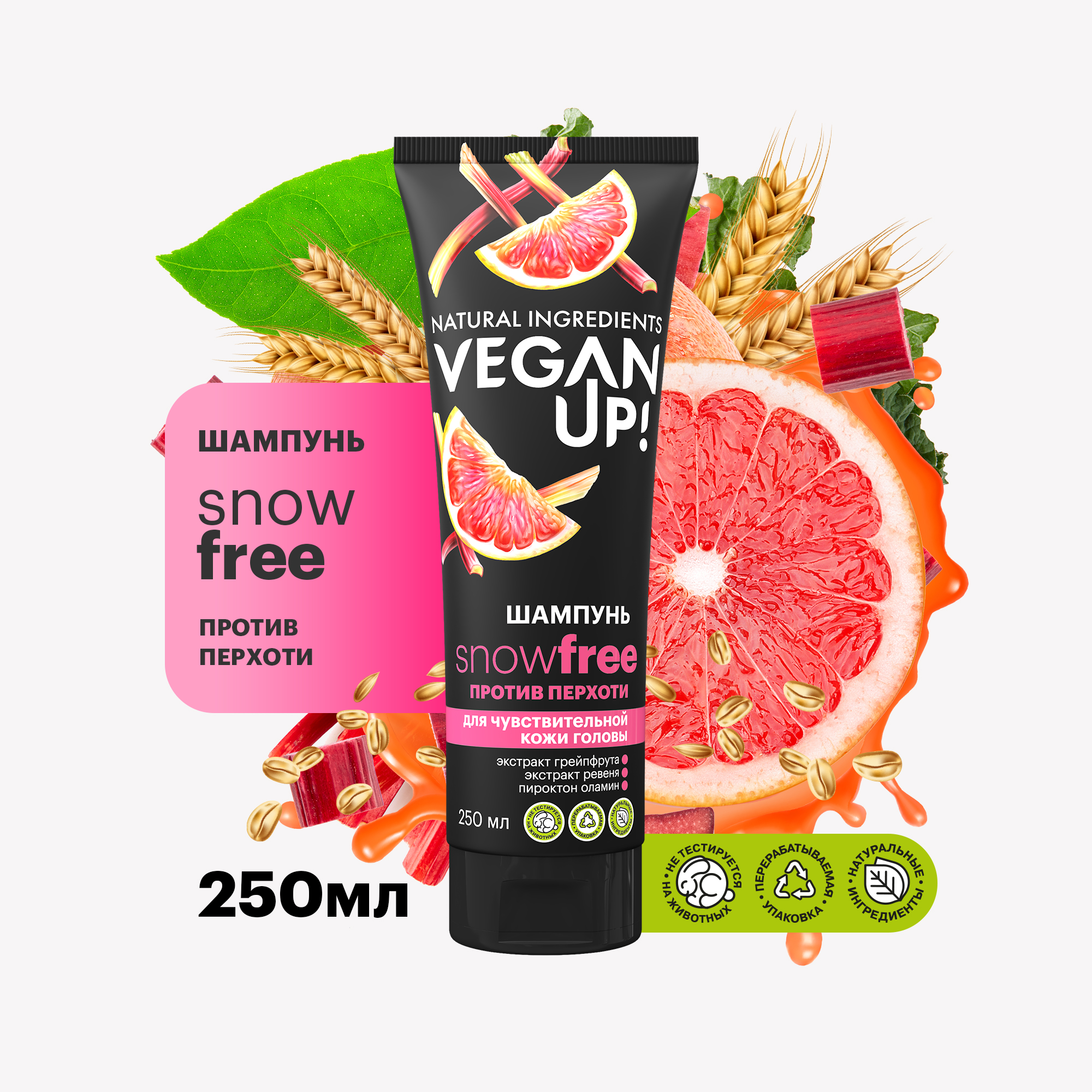 Шампунь Veganup! Против перхоти Snowfree 250 мл дюкрэ скванорм шампунь от сухой перхоти 200мл