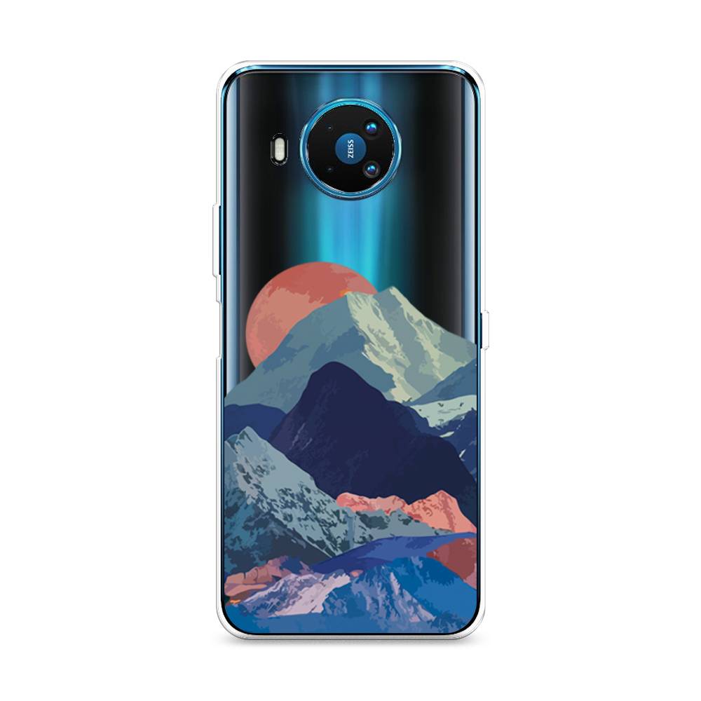 

Чехол на Nokia 8.3 "Закат в снежных горах", Красный;серый;голубой, 123550-2