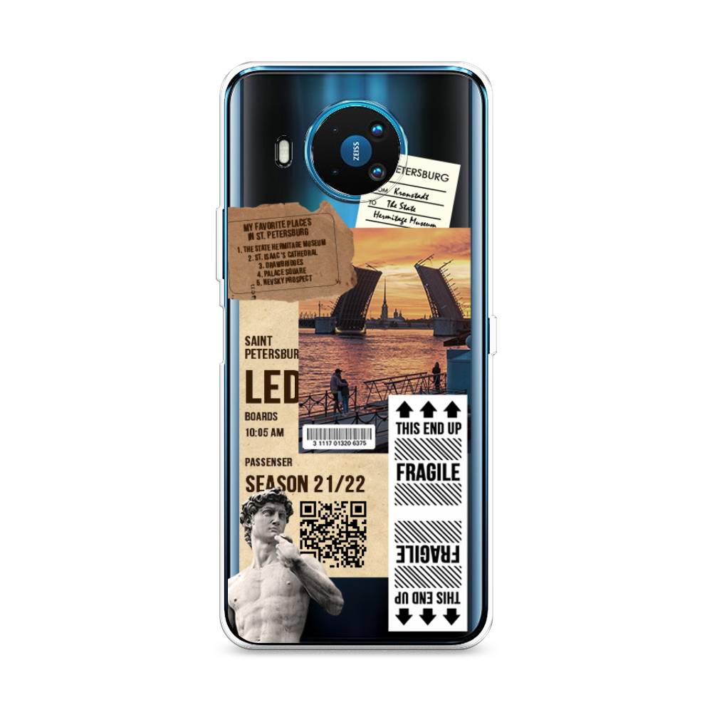 

Чехол на Nokia 8.3 "Санкт-Петербург коллаж", Коричневый;бежевый;белый, 123550-6