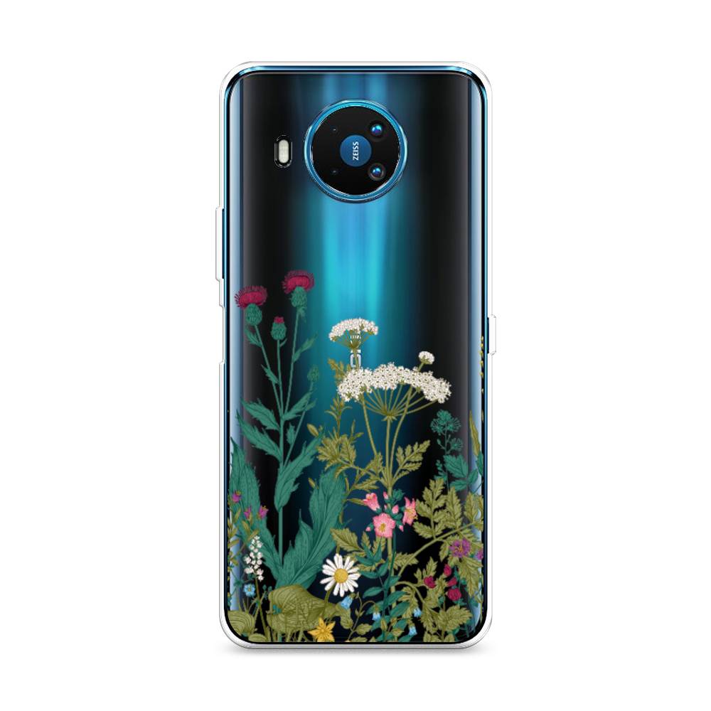 

Чехол на Nokia 8.3 "Дикие полевые цветы", Зеленый;розовый;белый, 123550-2