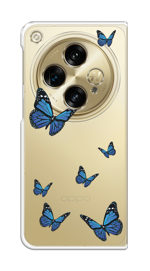 

Чехол на Oppo Find N3/OnePlus Open "Blue butterflies", Синий;черный, 154350-1