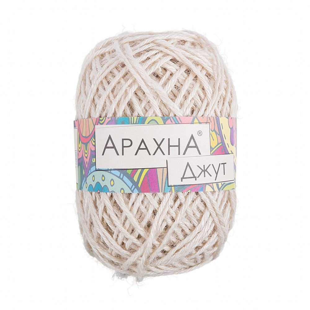 

ARACHNA Jute, джут, 5х100 г, 90 м, цвет 001 белый